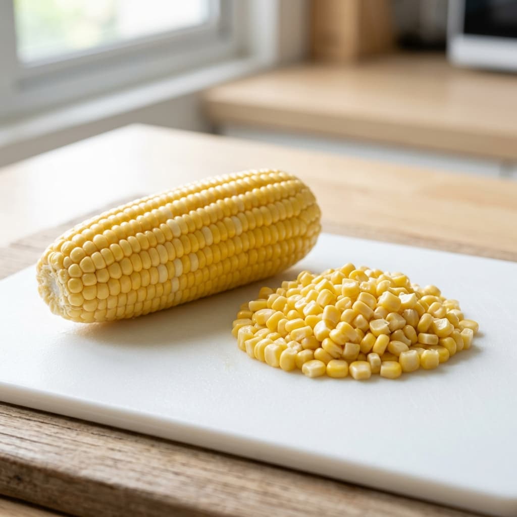 Foto asli jagung manis utuh dan pipilan untuk MPASI